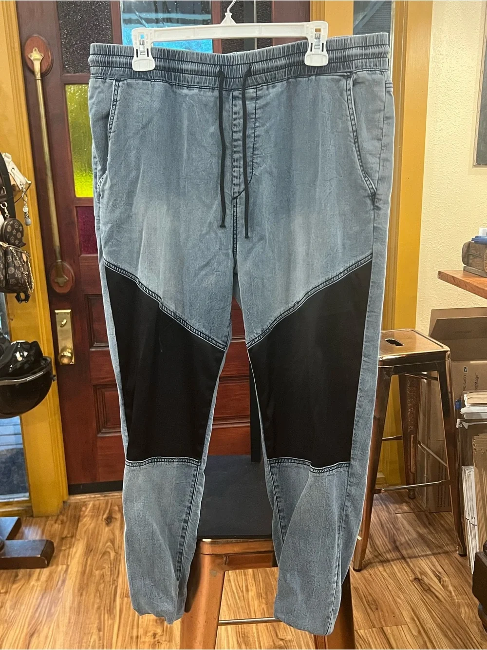True Religion Two-Tone Light Gray and Black Relaxed Jogger Jeans